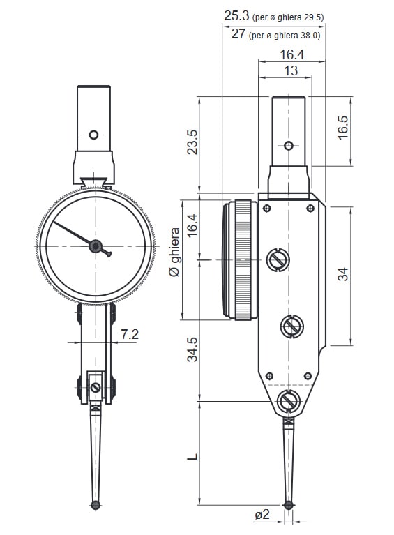 Misure e dettagli tastatore Rupac modello 302L