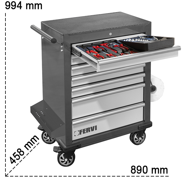 Misure cassettiera Fervi C960CB con 7 cassetti