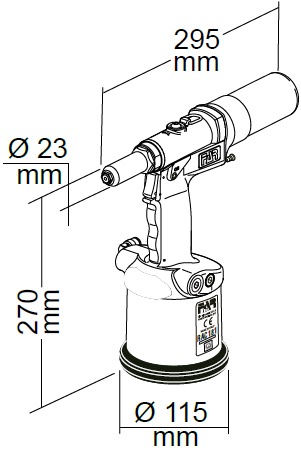 dimensioni rivettatrice FAR RAC 181