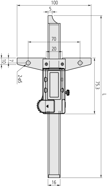 Schema tecnico calibro digitale profondità 571 Mitutoyo