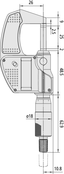 Mitutoyo micrometro digitale per esterni Digimatic MDC, 0-25mm [293-821-30]