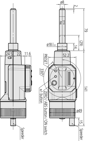 schema testina micrometrica digimatic Serie 164 Mitutoyo