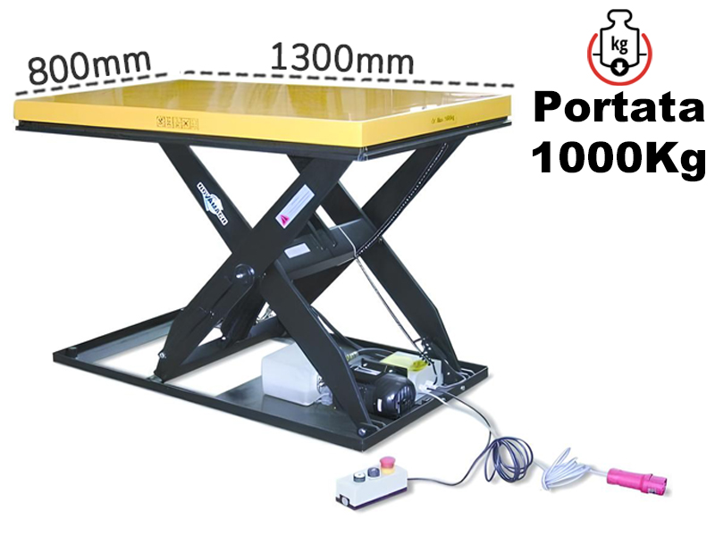 Piattaforma di sollevamento elettrica Novamach NPF100E 800x1300mm, portata 1000Kg