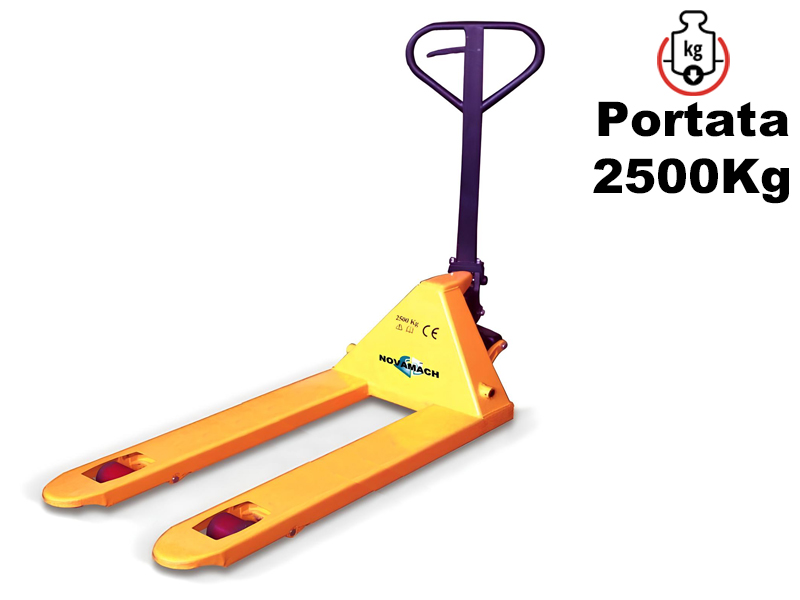 Transpallet manuale corto Novamach NL1/100 540x1000mm rulli singoli poliuretano, portata 2500kg