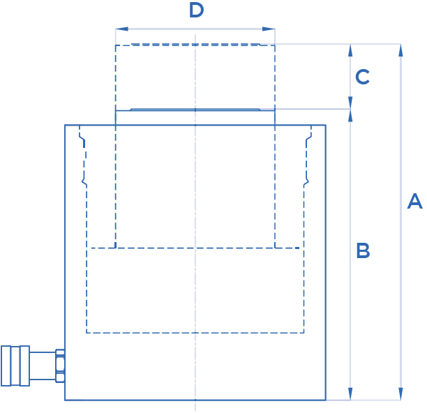 Schema tecnico cilindro idraulico alta potenza semplice effetto OMCN 364/BM