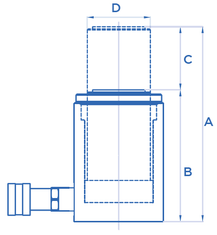 Schema tecnico cilindro idraulico generico semplice effetto OMCN 362/D