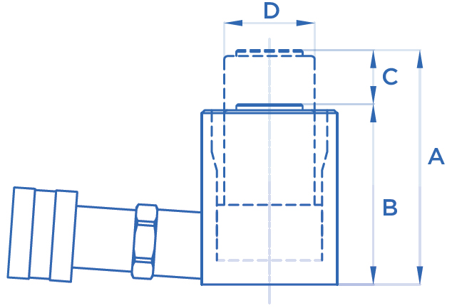 Schema tecnico cilindro idraulico semplice effetto OMCN 359/M