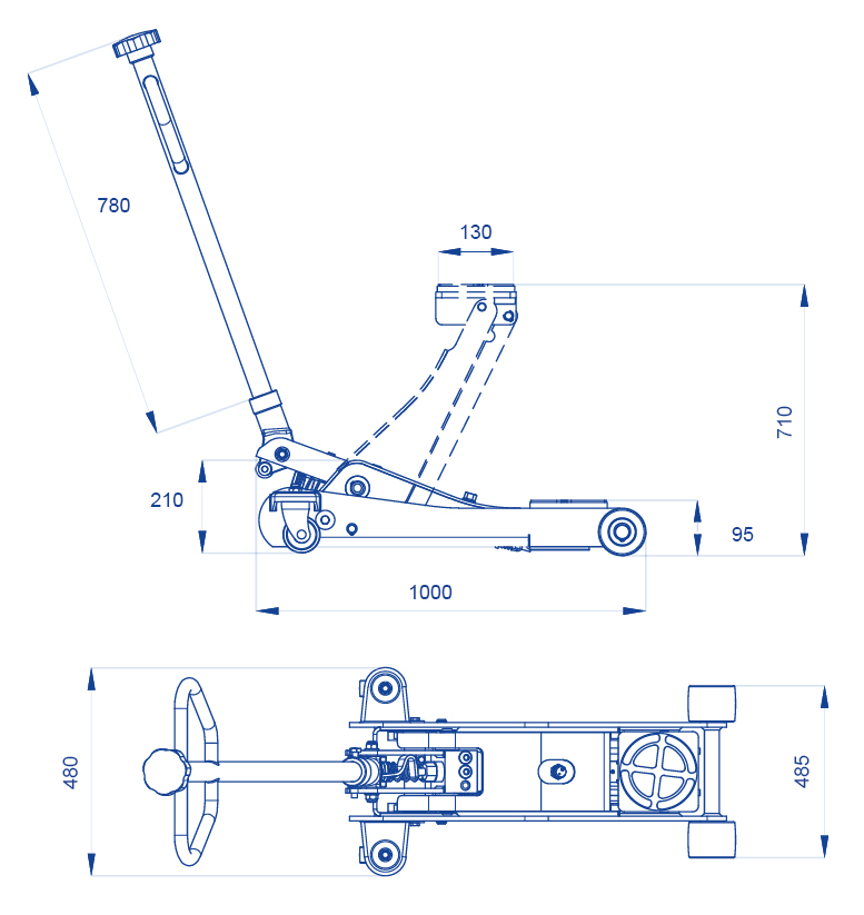 Sollevatore idraulico a carrello OMCN 3010 alzata 710mm portata