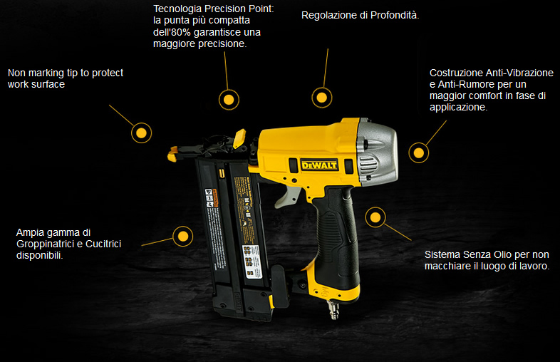 Chiodatrici Groppinatrici DeWALT - Dettagli tecnici