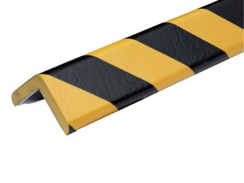 Profilo paracolpi di segnalazione 50x50x12mm ad L giallo nero flessibile 1MT