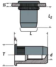 INSERTI FILETTATI ACC. TC M5 X RIVETTATRICI,Eur