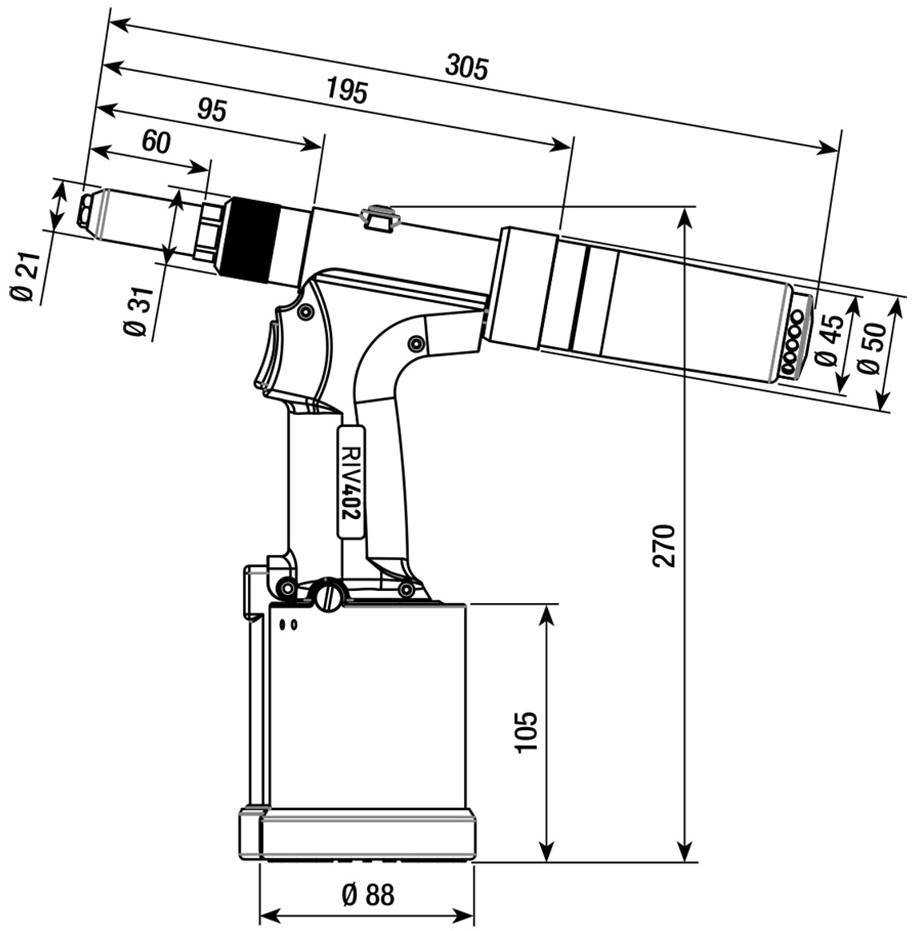 Schema tecnico rivettatrice oleopneumatica RIV402