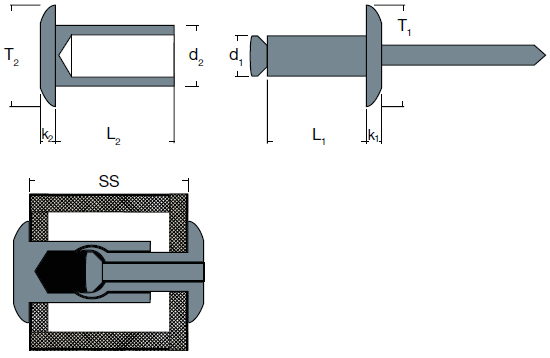 Schema tecnico rivetto a strappo CANFF Rivit