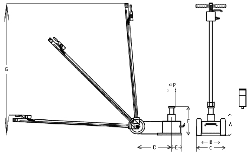 dimensioni sollevatore idropneumatico Rodcraft LHH22