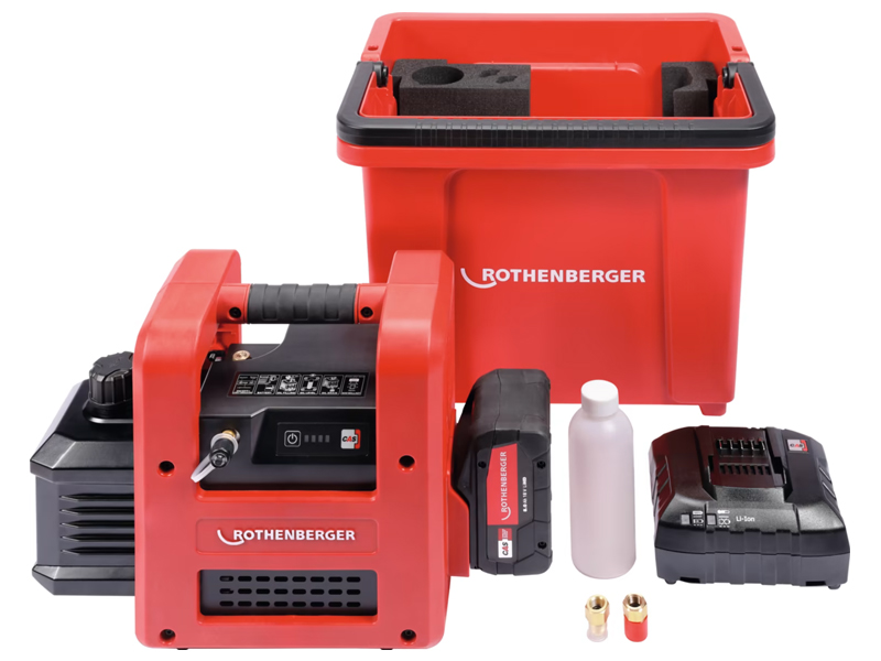 KIT PER VUOTO ROTHENBERGER CON POMPA BISTADIO 42 l/min E GRUPPO MANOMETRICO  4 VIE R410a/R32