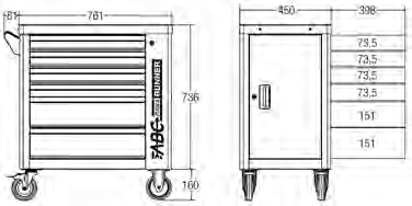 schema tecnico carrello utensili ABC Tool Runner