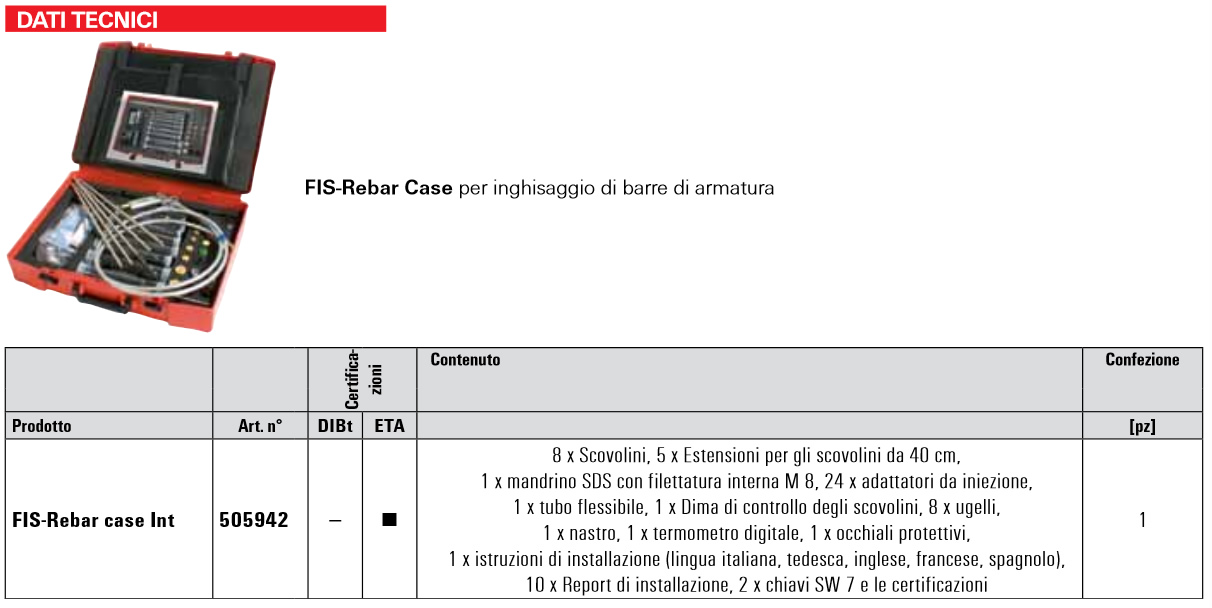 Scheda tecnica Fis Rebar Case