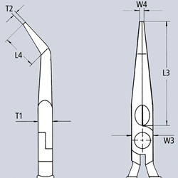 schema tecnico pinza 40° mezzotondo Knipex 200mm