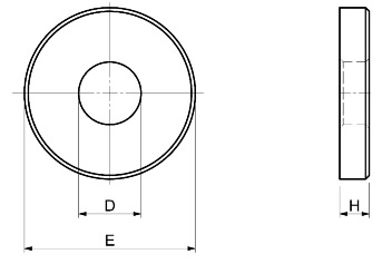 Dimensioni D-E-H Rondelle larghe tornite SPD S390