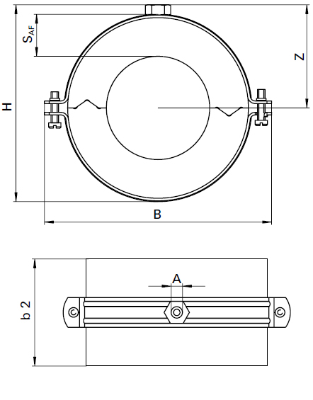 Schema tecnico collare FRS K Fischer