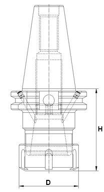 schema mandrino porta pinze attacco DIN 69871 AD/B LTF PRT