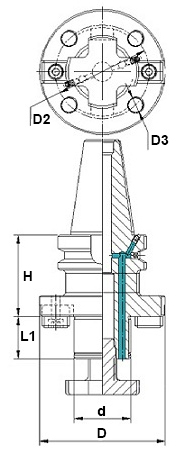 schema mandrino porta frese a inserti attacco MAS BT A LTF PRT