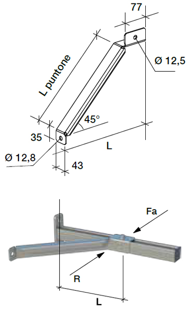 Schema tecnico puntone SAE Fischer