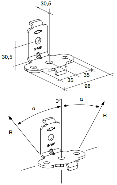 Schema tecnico staffa S-FAF Fischer