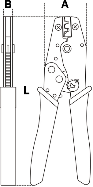 Schema tecnico pinza crimpatrice Beta 1606A