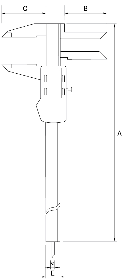 schema tecnico calibro digitale per interni Alpa Metrology AA104