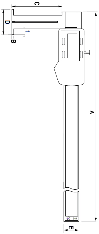 schema tecnico calibro digitale gole interne Alpa Metrology AA189