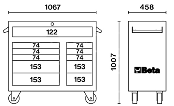 Schema tecnico cassettiera C38 Beta