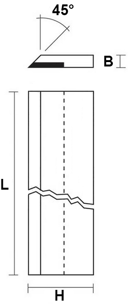 schema tecnico coltelli pialla in carburo di tungsteno Klein