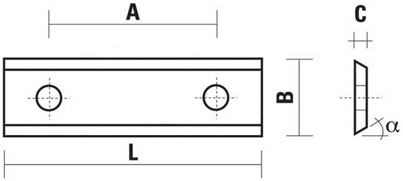 schema tecnico coltellini reversibili a 2 fori Klein