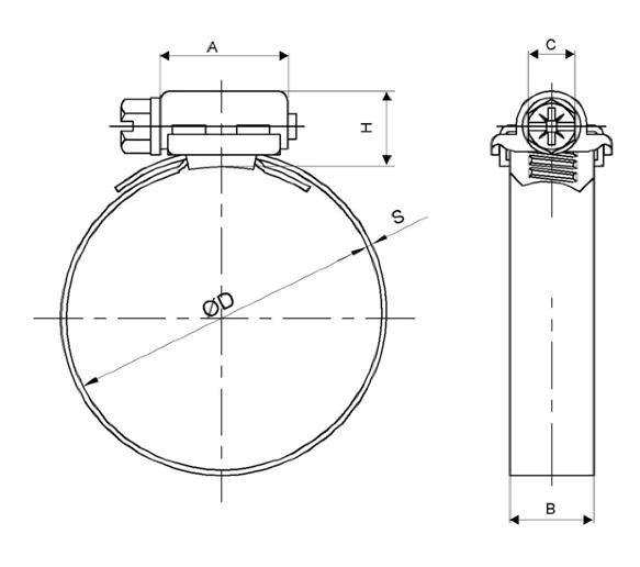 Schema tecnico fascetta stringitubo W4 Pizzirani