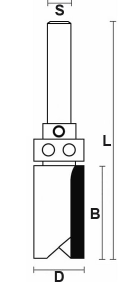 schema tecnico fresa tagliente con cuscinetto dritto HW Klein