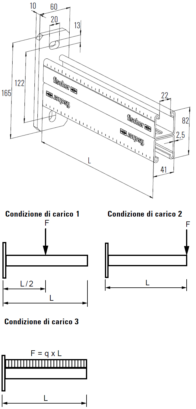 schema tecnico mensola FCA 41/41D Fischer