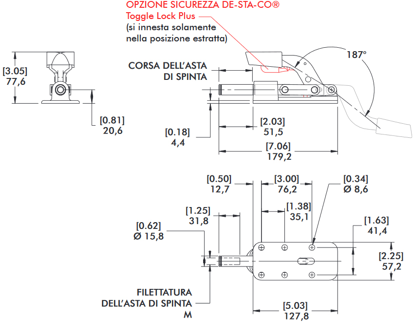 schema tecnico bloccaggio rapido 630-MR Destaco