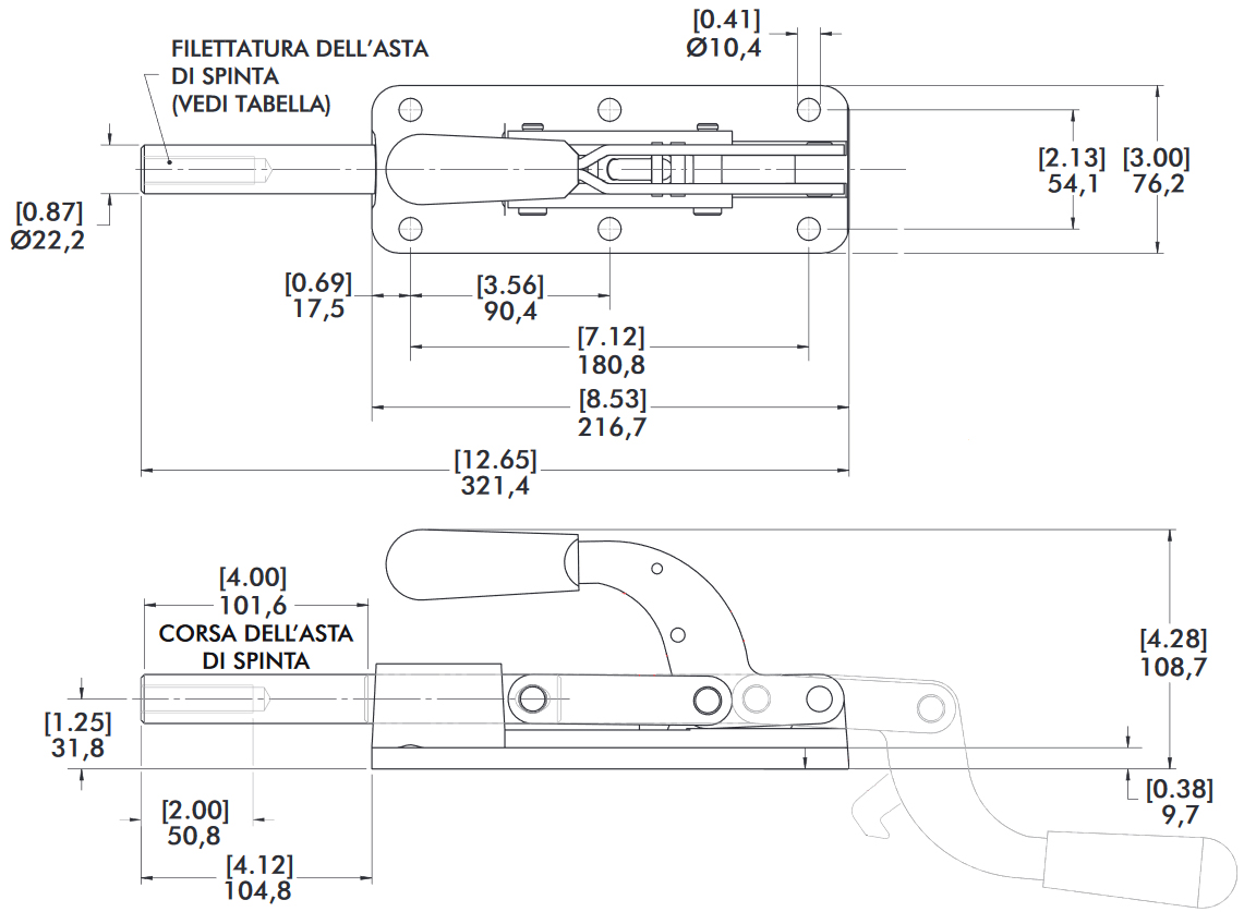 schema tecnico bloccaggio rapido 640-M Destaco