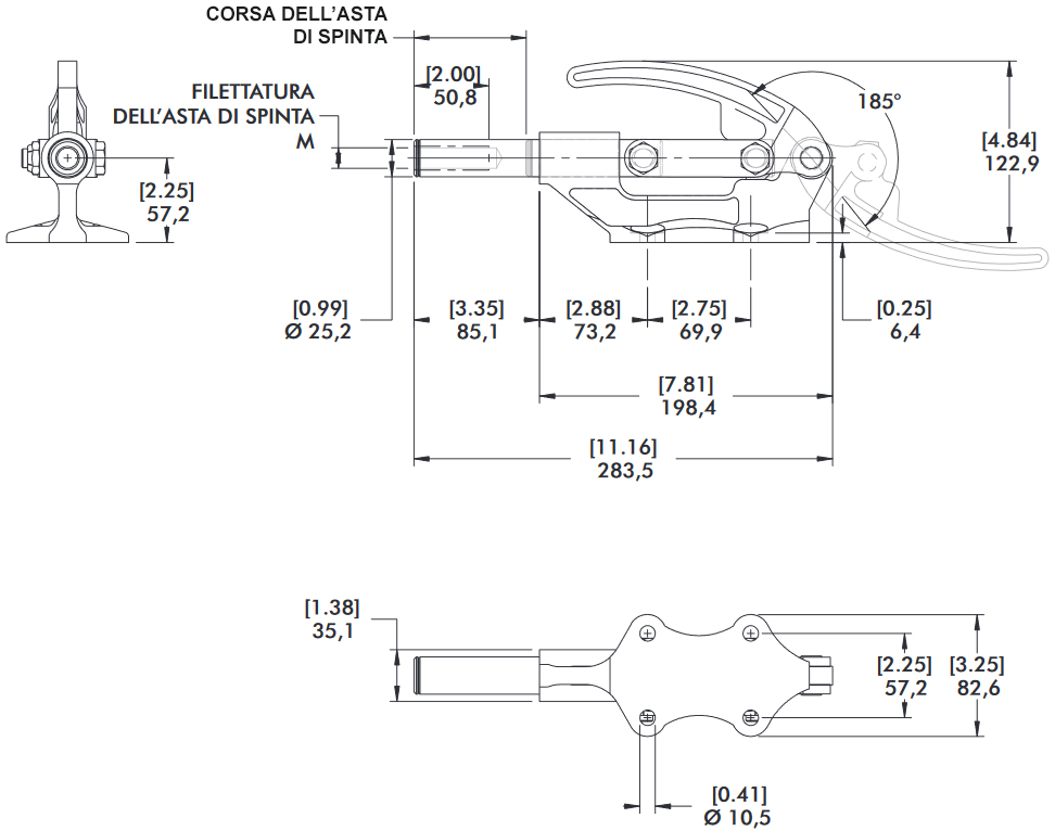 schema tecnico bloccaggio rapido 650-M Destaco