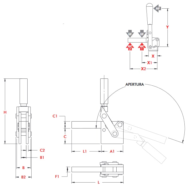 schema tecnico bloccaggio rapido verticale 548 Destaco