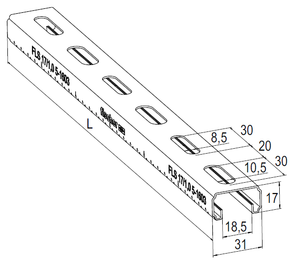 schema tecnico profilo montaggio FLS Fischer