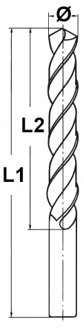 schema tecnico punte cilindriche metallo DIN338 LTF