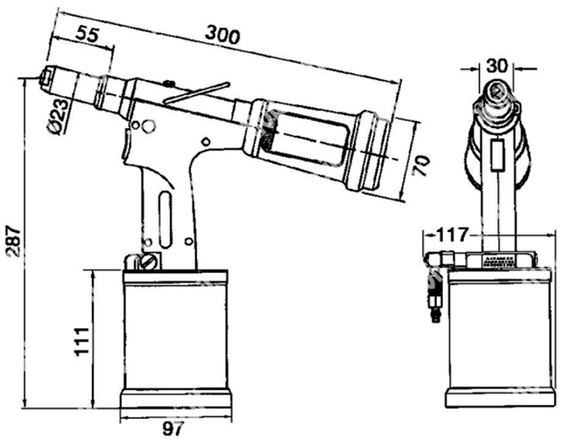 SChema tecnico rivettatrice oleopneumatica RIV503