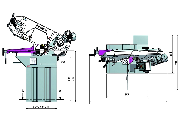 schema tecnico segatrice S 210G Optimum