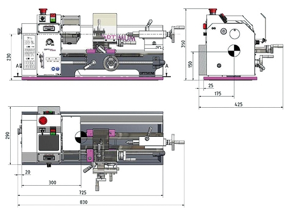 schema tecnico tornio TU 3008G Optimum