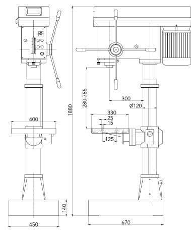 Schema tecnico trapano a colonna LTF IME-MP40TG