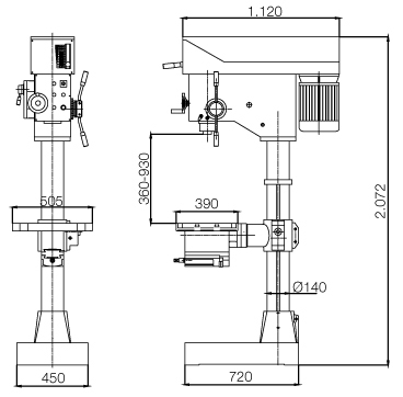 Schema tecnico trapano a colonna LTF IME-MP45TMMV