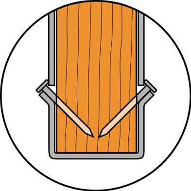 Schema tecnico chiodi fissaggio staffe CNA Simpson Strong-Tie