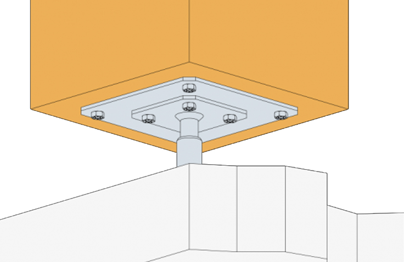Dettaglio installazione piastra fissaggio forate PLPP180 Simpson Strong-Tie